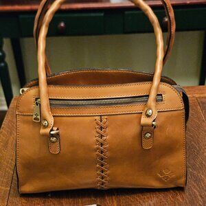 Patricia Nash Tan Leather Handbag With Crossbody Strap